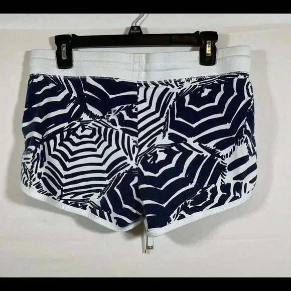 Women’s Lilly Pulitzer Blue White Elastic Waist Drawstring Shorts Size Small - Picture 2 of 5